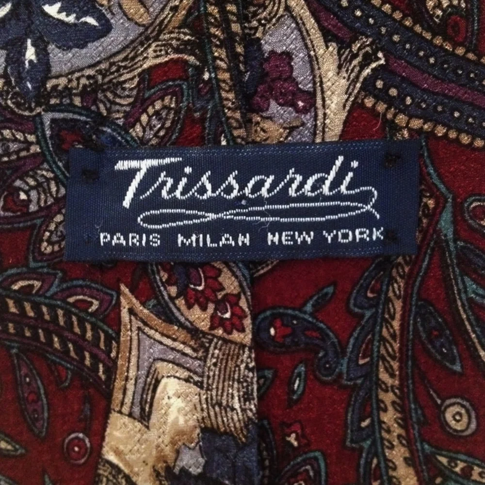 Trissardi Neck Tie Floral Rose Paisley Burgundy Red Blue Grey Flowers Mens Wear